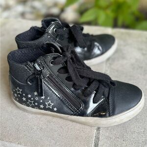 Geox Black Leather and Patent High-Top Sneakers